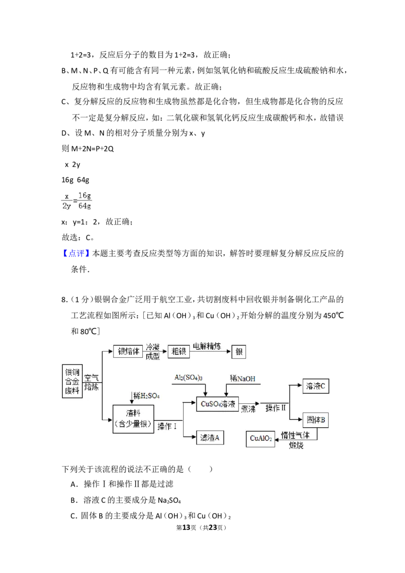 2016年湖北省黄冈市中考化学试卷（含解析版）_中考真题_5.化学中考真题2015-2024年_地区卷_湖北省_湖北黄冈化学12-21