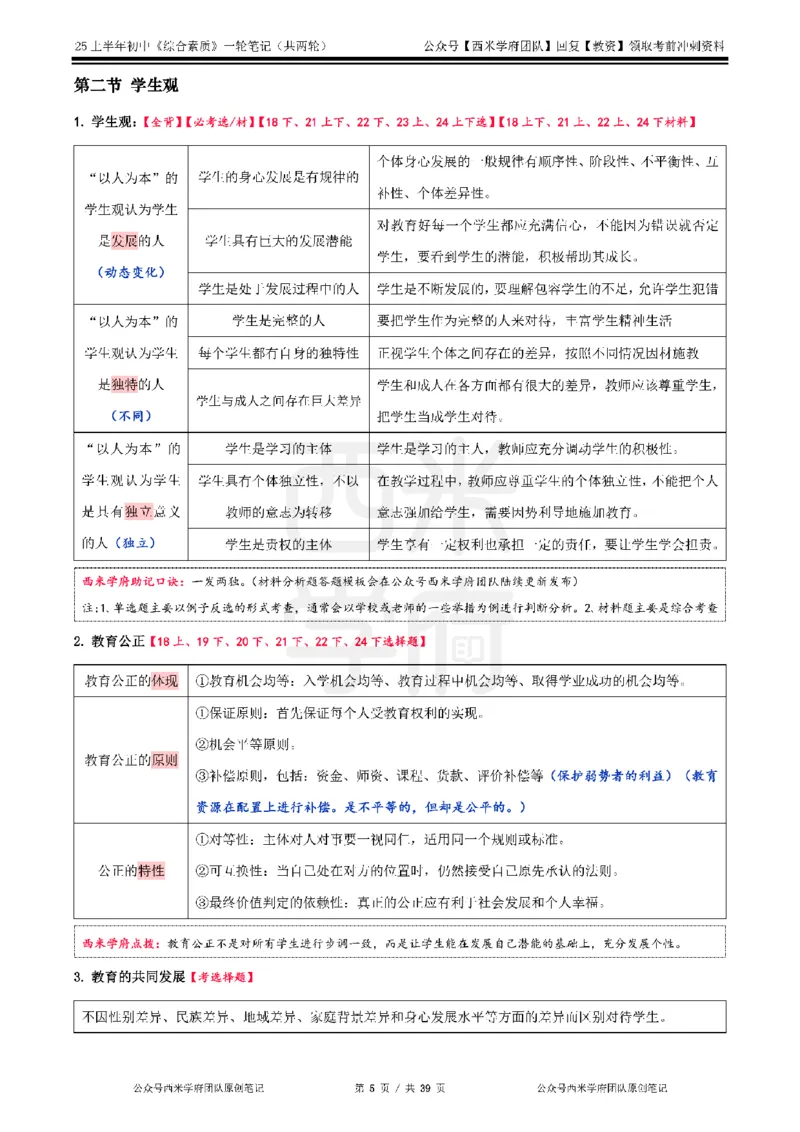 25上中学-综合素质一轮笔记_4-教培资料-26年最新资料-同步更新_初中高中教资_2025上中学教资笔试_062025上教资笔试考前冲刺汇总_02、重点笔记-第一轮+第二轮