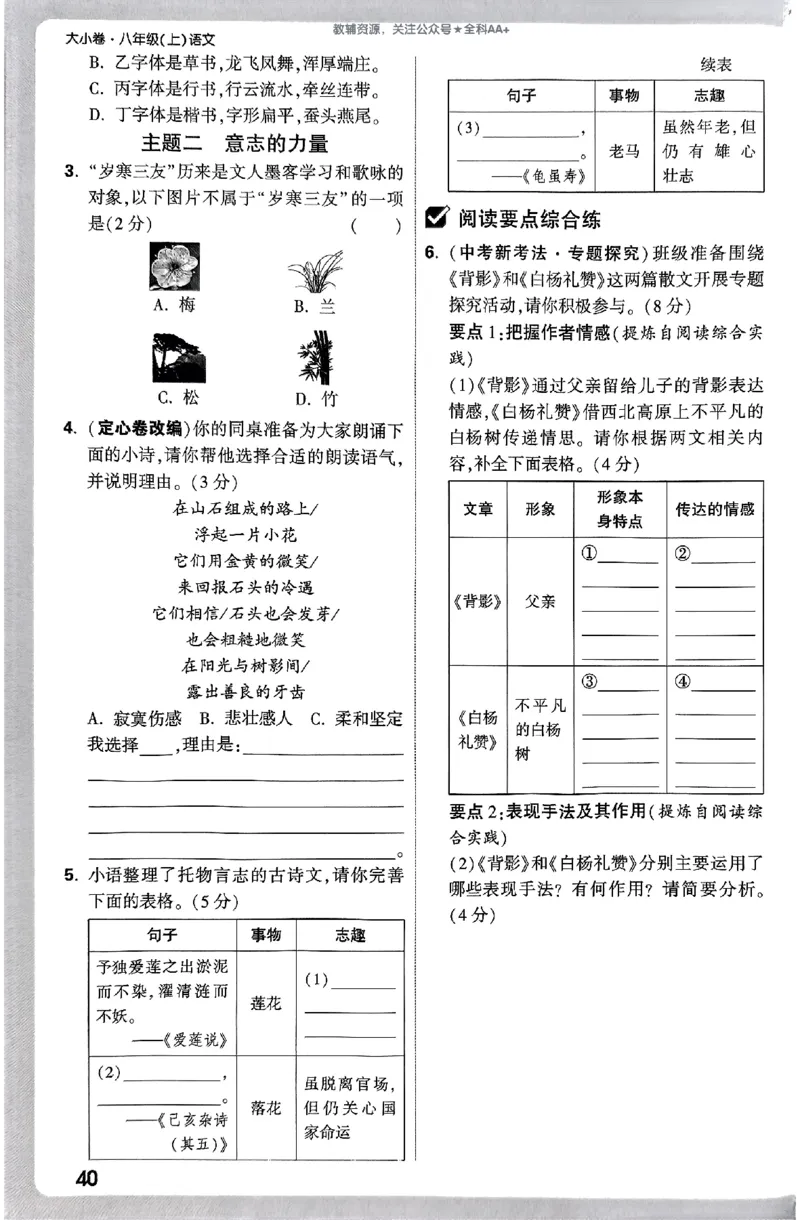 2026《万唯大小卷&bull;语文》8上周测小卷_2026万唯系列预习复习_2026版初中《万唯大小卷》8年级上册（全科多版本）_2026《万唯大小卷&bull;语文》8上