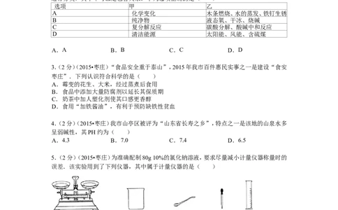 2015年枣庄市中考化学试卷及答案解析_中考真题_5.化学中考真题2015-2024年_地区卷_山东省_山东枣庄化学09-21