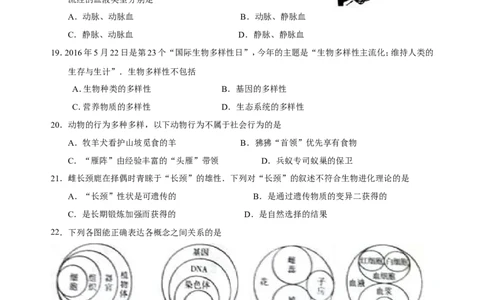 2016年聊城市中考生物试卷及答案_中考真题_8.生物中考真题2015-2024年_地区卷_山东省_山东聊城生物10-22