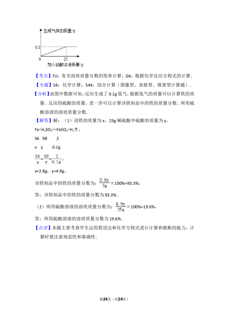 2015年山东省威海市中考化学试卷（含解析版）_中考真题_5.化学中考真题2015-2024年_地区卷_山东省_山东威海化学12-21