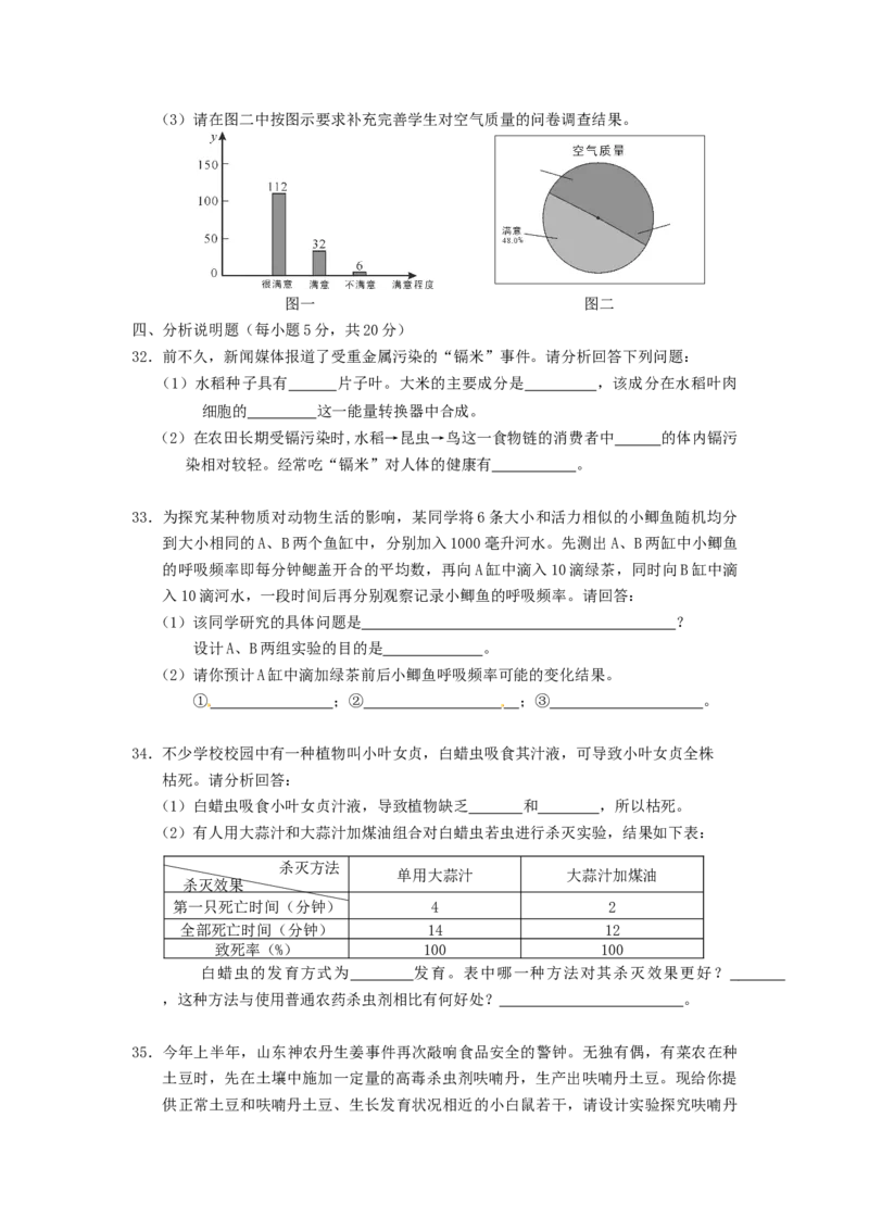 2013年长沙市中考生物试题和答案_中考真题_8.生物中考真题2015-2024年_地区卷_湖南省_湖南长沙生物08-22