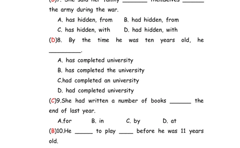No.71过去完成时练习题①答案解析_初中英语语法_最全初中英语语法习题_No.71过去完成时练习题①