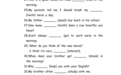 No.189适当形式填空100题⑤_初中英语语法_最全初中英语语法习题_No.189适当形式填空100题⑤