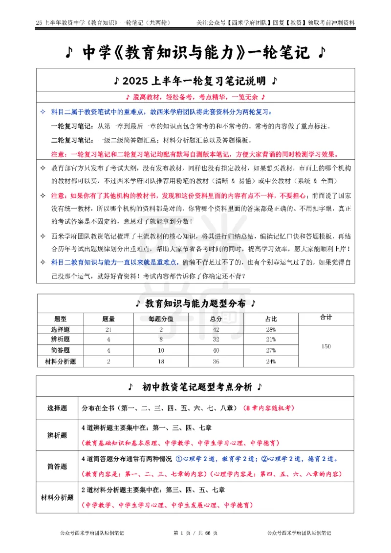 25上中学-教育知识与能力一轮笔记_4-教培资料-26年最新资料-同步更新_初中高中教资_2025上中学教资笔试_062025上教资笔试考前冲刺汇总_02、重点笔记-第一轮+第二轮