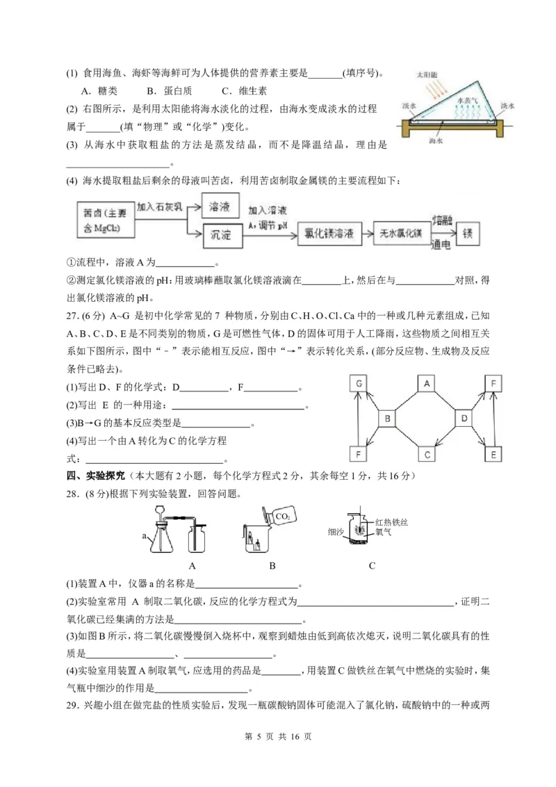 2017年广西北部湾四市中考化学试题及解析_中考真题_5.化学中考真题2015-2024年_地区卷_广西省_广西北海化学17-21