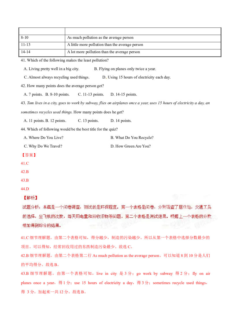 2015年中考真题精品解析英语（杭州卷）精编word版（解析版）_中考真题_3.英语中考真题2015-2024年_2015年全国中考YINGYU144份_2015年中考真题精品解析英语（杭州卷）精编word版