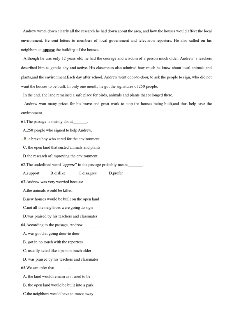 2016年中考真题精品解析英语（湖北武汉卷）精编word版（解析版）_中考真题_3.英语中考真题2015-2024年_2016年全国中考YINGYU99份_2016年中考真题精品解析英语（湖北武汉卷）精编word版