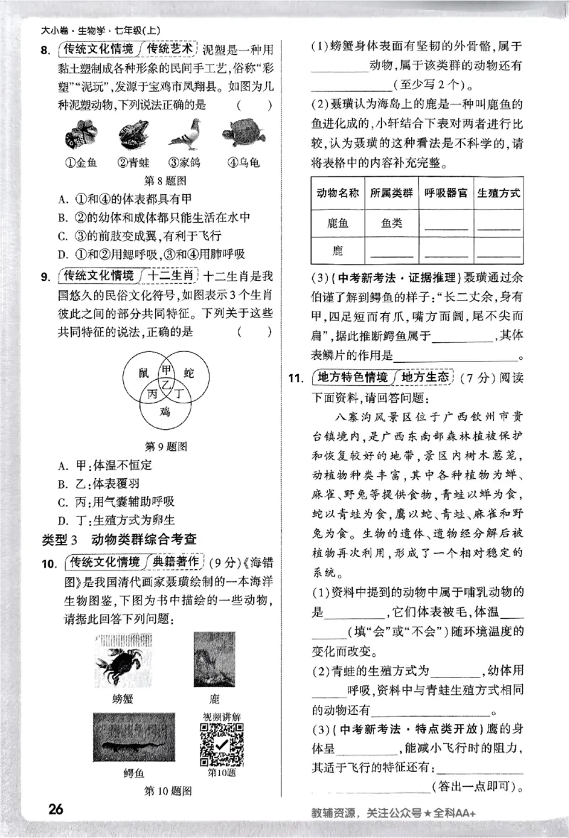 2026《万唯大小卷&bull;生物》7上周测小卷(RJ)_2026万唯系列预习复习_2026版初中《万唯大小卷》7年级上册（全科多版本）_2026《万唯大小卷&bull;生物》7上(RJ)