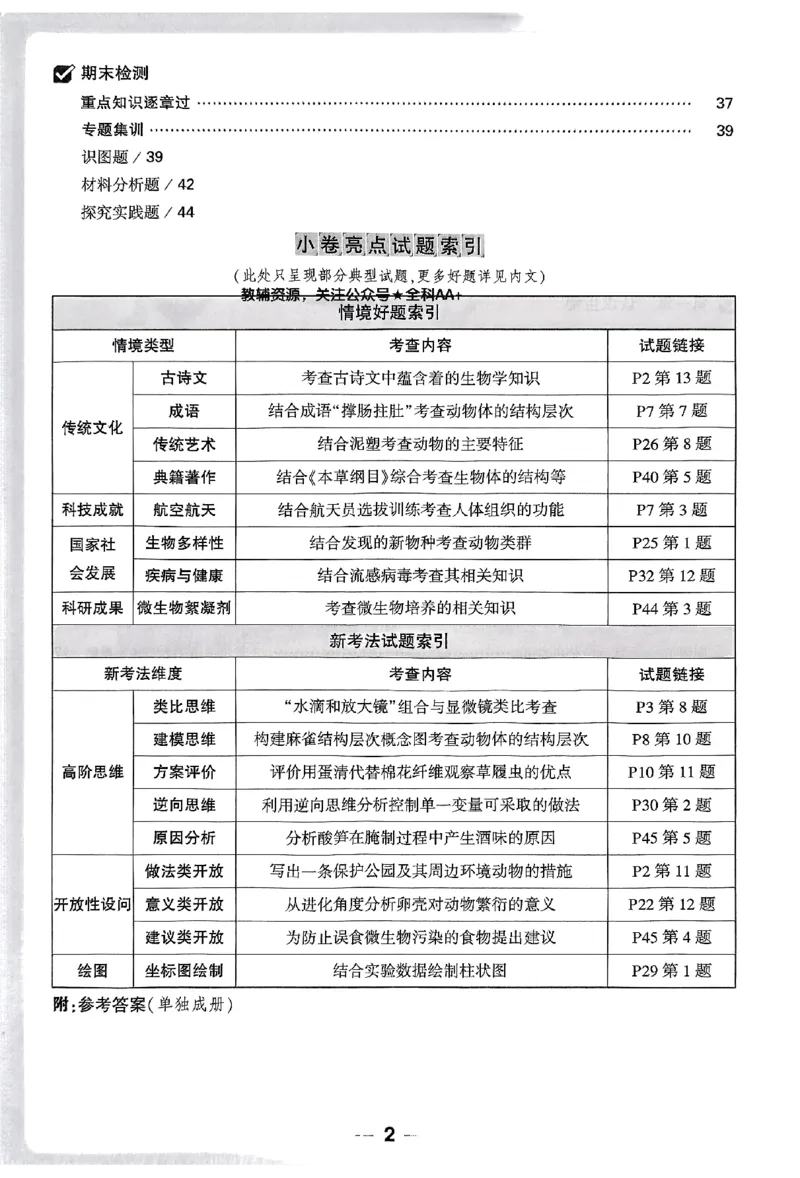 2026《万唯大小卷&bull;生物》7上周测小卷(RJ)_2026万唯系列预习复习_2026版初中《万唯大小卷》7年级上册（全科多版本）_2026《万唯大小卷&bull;生物》7上(RJ)