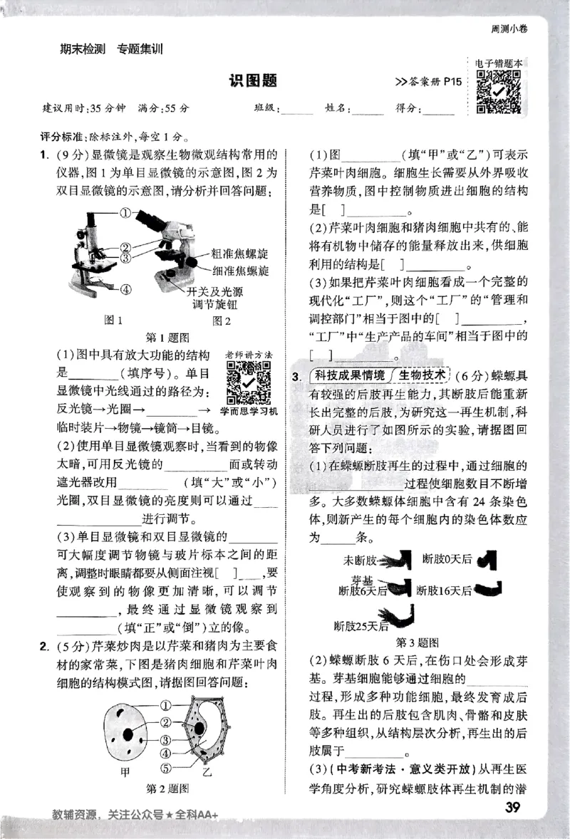 2026《万唯大小卷&bull;生物》7上周测小卷(RJ)_2026万唯系列预习复习_2026版初中《万唯大小卷》7年级上册（全科多版本）_2026《万唯大小卷&bull;生物》7上(RJ)
