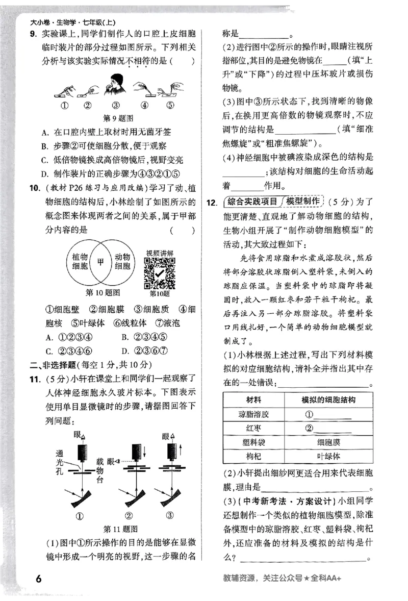 2026《万唯大小卷&bull;生物》7上周测小卷(RJ)_2026万唯系列预习复习_2026版初中《万唯大小卷》7年级上册（全科多版本）_2026《万唯大小卷&bull;生物》7上(RJ)