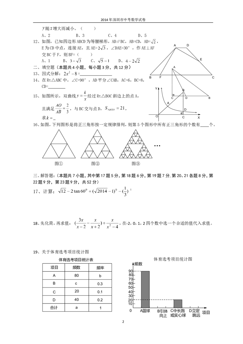 2014年深圳市中考数学试题及答案_中考真题_2.数学中考真题2015-2024年_地区卷_广东省_广东深圳中考数学2008---2022年