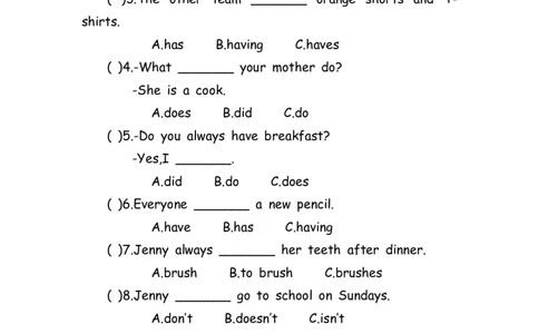 No.172一般现在时练习题①_初中英语语法_最全初中英语语法习题_No.172一般现在时练习题①