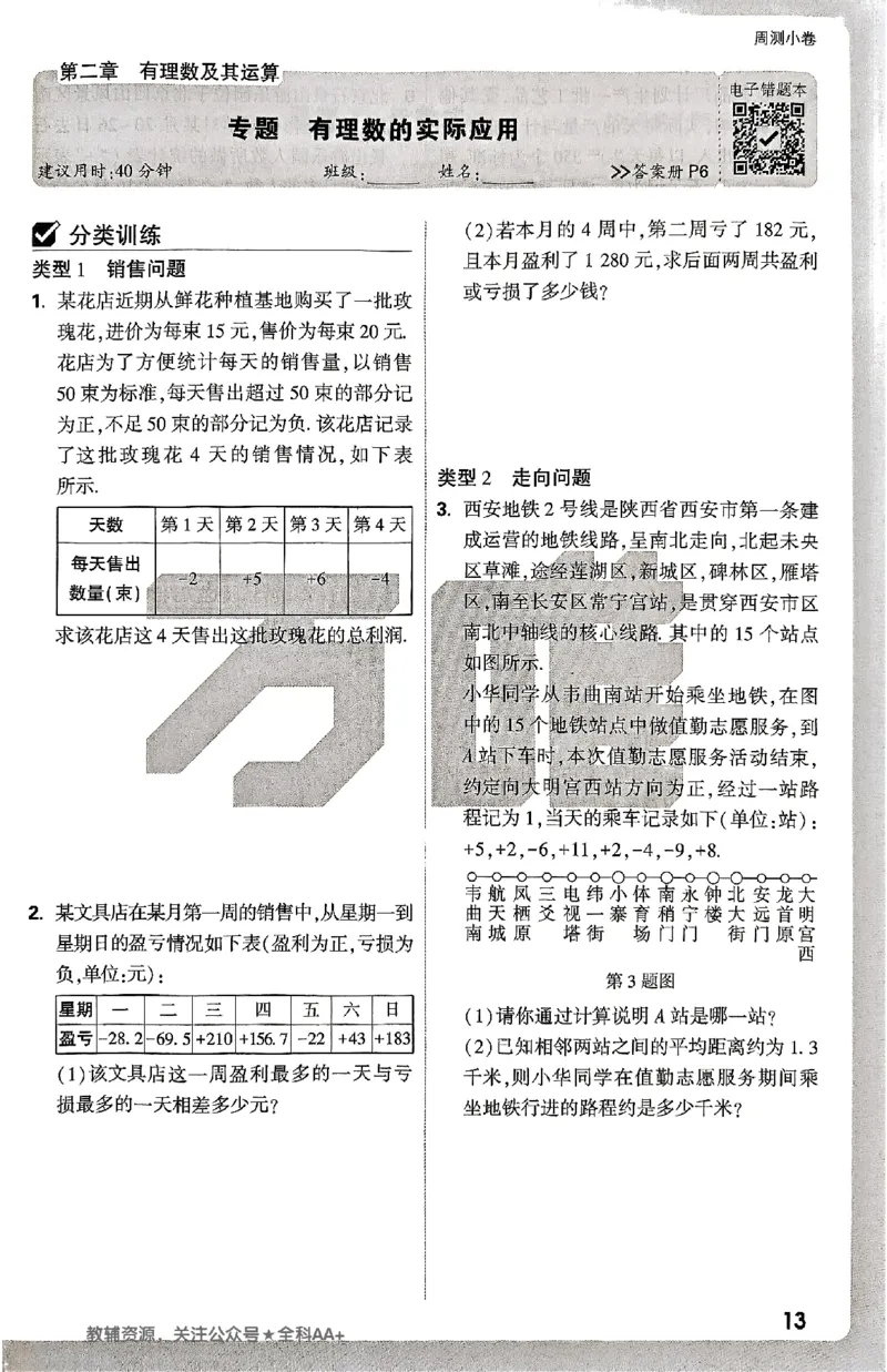 2026《万唯大小卷&bull;数学》7上周测小卷(BS)_2026万唯系列预习复习_2026版初中《万唯大小卷》7年级上册（全科多版本）_2026《万唯大小卷&bull;数学》7上(BS)