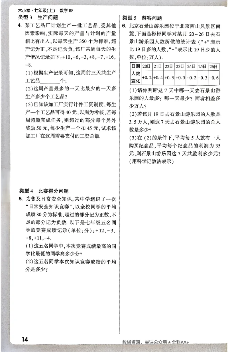 2026《万唯大小卷&bull;数学》7上周测小卷(BS)_2026万唯系列预习复习_2026版初中《万唯大小卷》7年级上册（全科多版本）_2026《万唯大小卷&bull;数学》7上(BS)