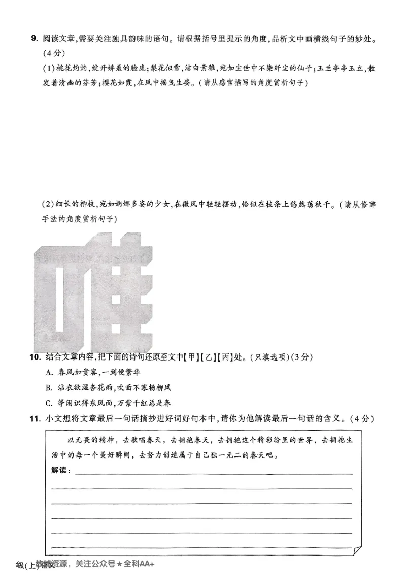 2026《万唯大小卷&bull;语文》7上大卷_2026万唯系列预习复习_2026版初中《万唯大小卷》7年级上册（全科多版本）_2026《万唯大小卷&bull;语文》7上