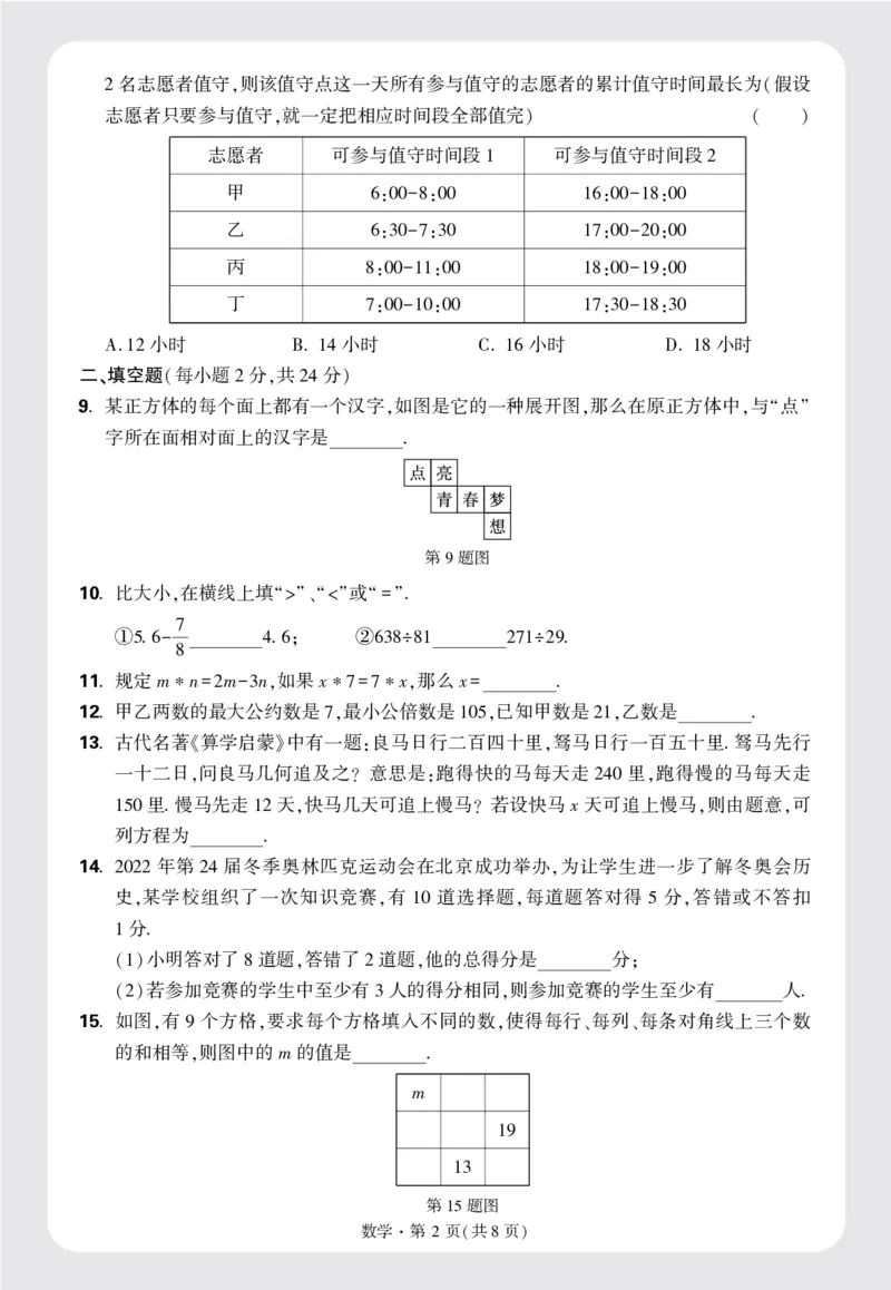 8套重点中学分班卷正文（16K）_2026万唯系列预习复习_2025版《万唯初中预习视频课》789年级上册多版本_2025版万唯新初一预习视频课数学人教版_视频_更多好题推荐_重点中学分班卷