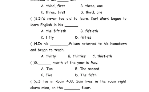 No.99数词练习题①_初中英语语法_最全初中英语语法习题_No.99数词练习题①