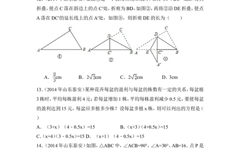 2014年山东省泰安市中考数学试卷（含解析版）_中考真题_2.数学中考真题2015-2024年_2014年全国中考数学170份