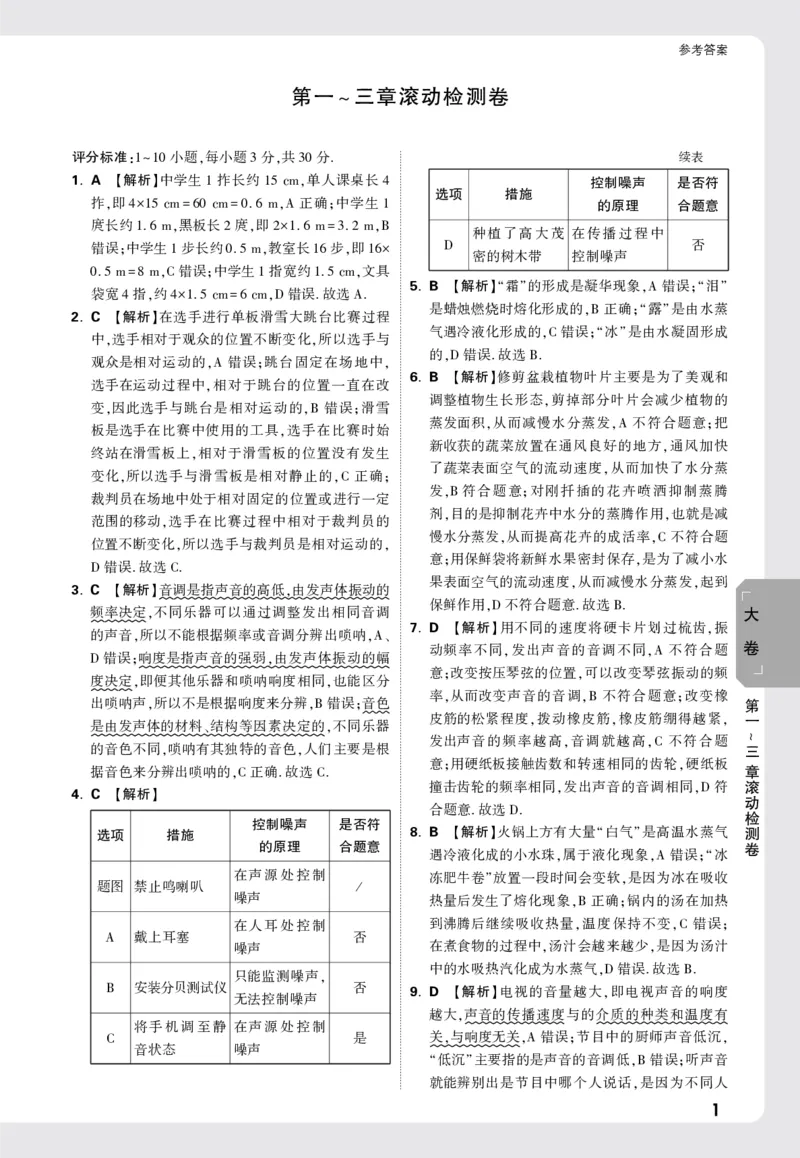 2026《万唯大小卷&bull;物理》8上答案解析(RJ)_2026万唯系列预习复习_2026版初中《万唯大小卷》8年级上册（全科多版本）_2026《万唯大小卷&bull;物理》8上(RJ)