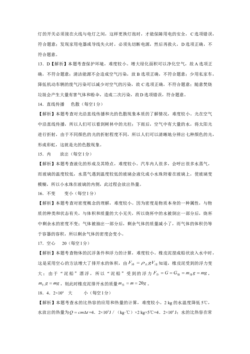 2014年枣庄市中考物理试题含答案_中考真题_4.物理中考真题2015-2024年_地区卷_山东省_山东枣庄物理10-21