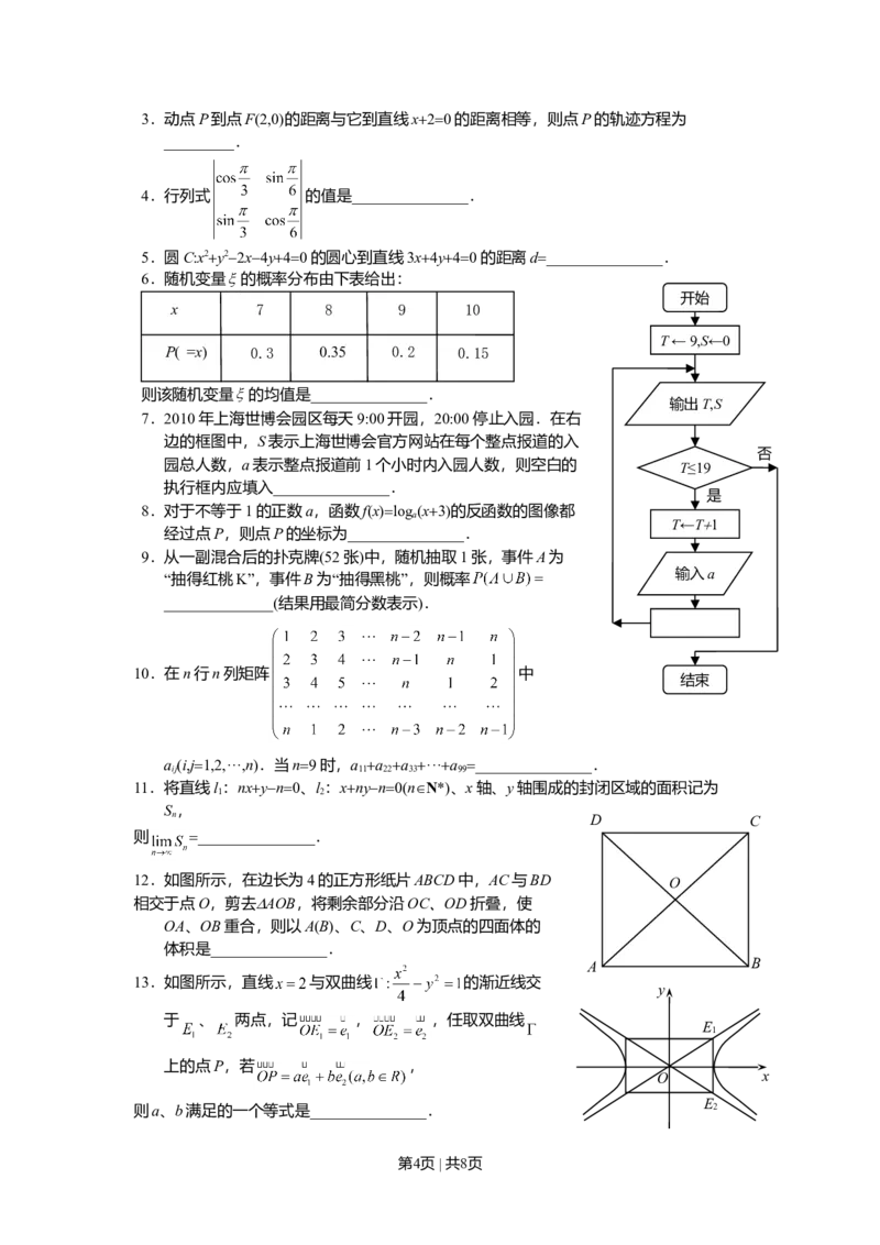 2010年高考数学试卷（文）（上海）（空白卷）_1.高考2025全国各省真题+答案_01.2008-2024全国高考真题（按省份分类）_31.上海_2008-2024&middot;（上海）数学高考真题
