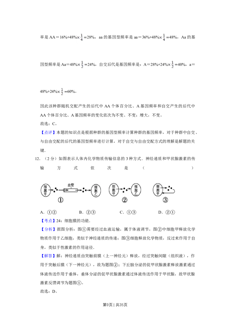 2008年高考生物试卷（江苏）（解析卷）_1.高考2025全国各省真题+答案_01.2008-2024全国高考真题（按省份分类）_10.江苏_2008-2024&middot;（江苏）生物高考真题