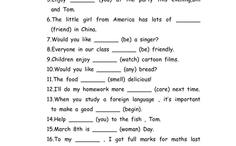 No.188适当形式填空100题④_初中英语语法_最全初中英语语法习题_No.188适当形式填空100题④