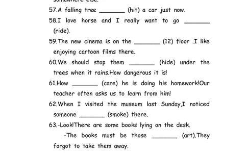 No.188适当形式填空100题④_初中英语语法_最全初中英语语法习题_No.188适当形式填空100题④