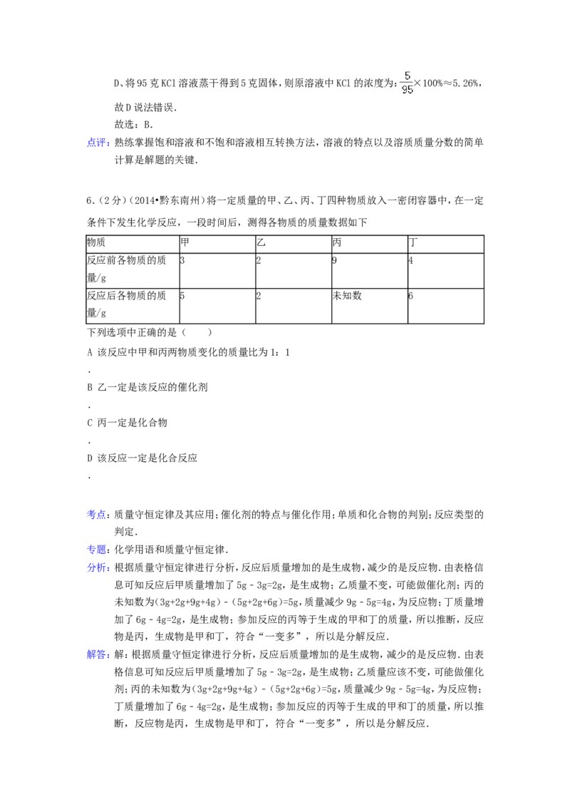 2014年贵州省黔东南州中考化学试题及答案_中考真题_5.化学中考真题2015-2024年_地区卷_贵州省_贵州黔东南化学14-21缺15,17