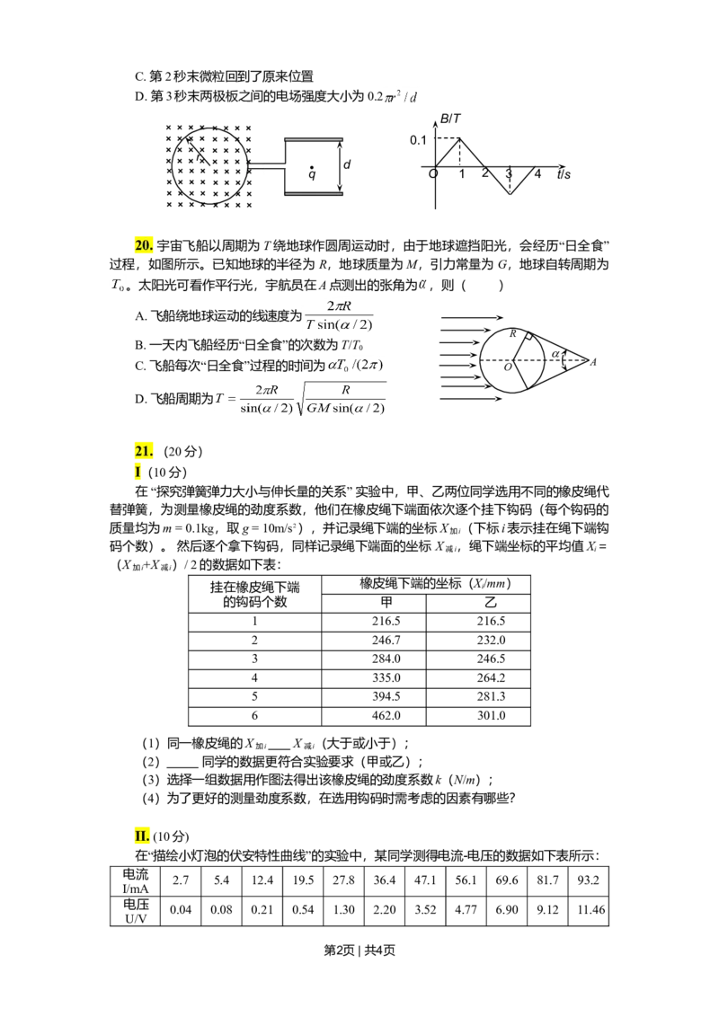 2011年高考物理真题（浙江）（空白卷）_1.高考2025全国各省真题+答案_01.2008-2024全国高考真题（按省份分类）_22.浙江_2008-2024&middot;（浙江）物理高考真题
