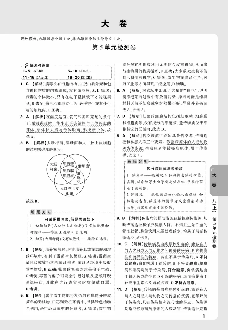 2026《万唯大小卷&bull;生物》8全大卷详解详析(北师)_2026万唯系列预习复习_2026版初中《万唯大小卷》8年级上册（全科多版本）_2026《万唯大小卷&bull;生物》8全(BS)