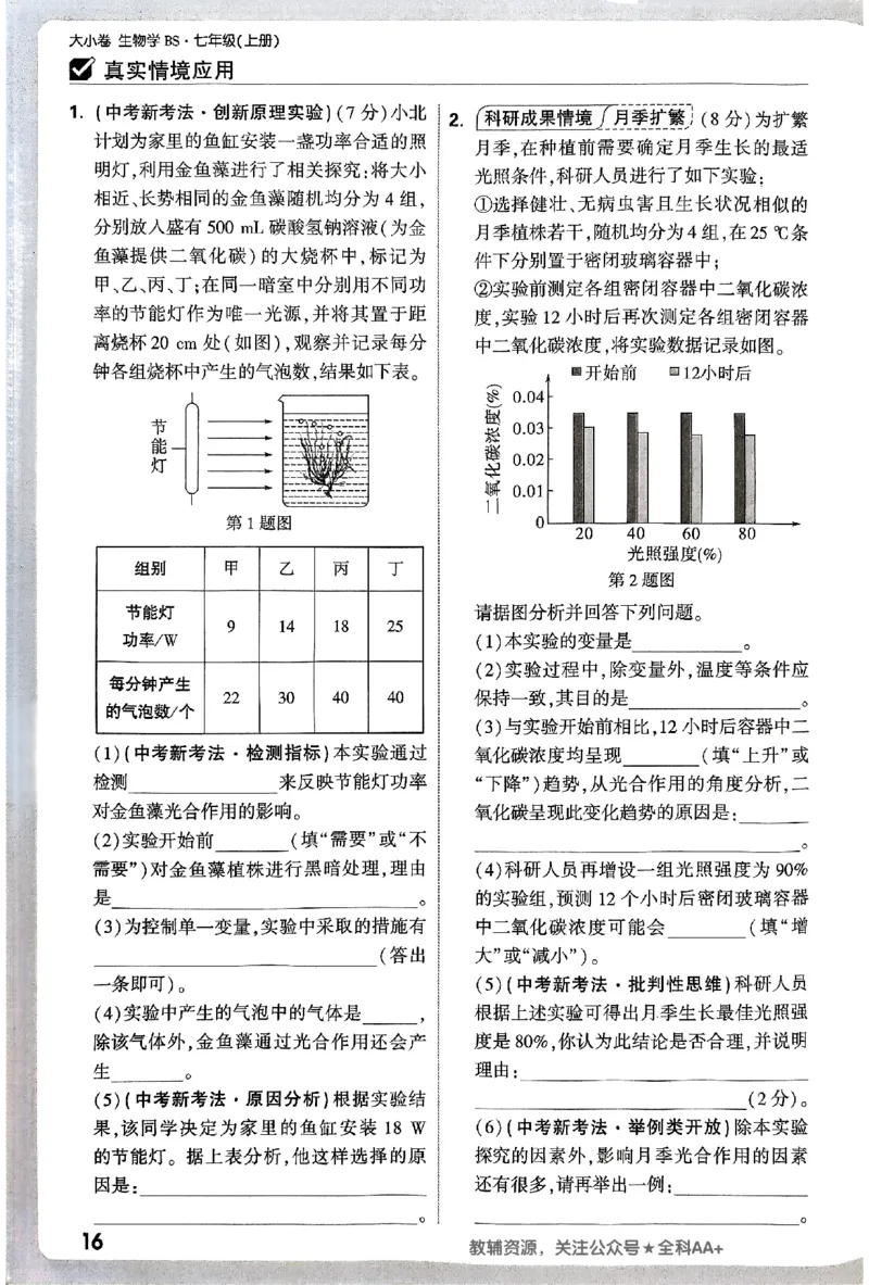 2026《万唯大小卷&bull;生物》7上周测小卷(BS)_2026万唯系列预习复习_2026版初中《万唯大小卷》7年级上册（全科多版本）_2026《万唯大小卷&bull;生物》7上(BS)