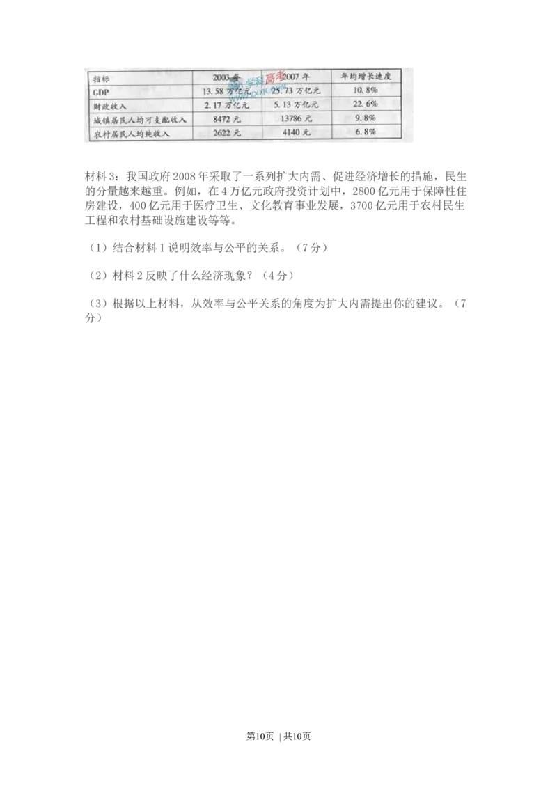 2009年高考政治试卷（广东）（空白卷）_1.高考2025全国各省真题+答案_01.2008-2024全国高考真题（按省份分类）_4.广东_2008-2024&middot;（广东）政治高考真题