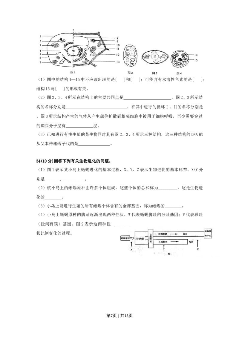 2009年高考生物试卷（上海）（空白卷）_1.高考2025全国各省真题+答案_01.2008-2024全国高考真题（按省份分类）_31.上海_2008-2022&middot;（上海）生物高考真题