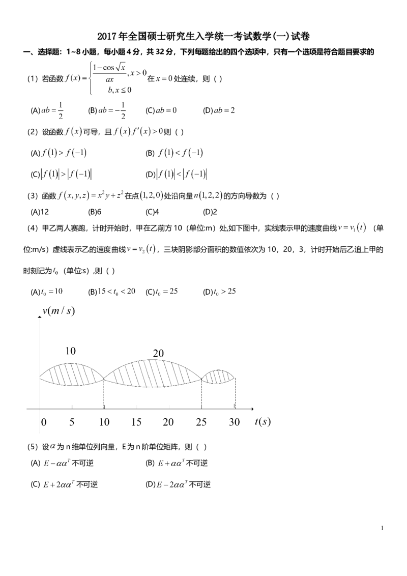 考研数学历年真题(2008-2017)年数学一公众号：小乖考研免费分享_04.数学一历年真题_普通版本数学一_真题集（仅是真题，可以直接打印的）