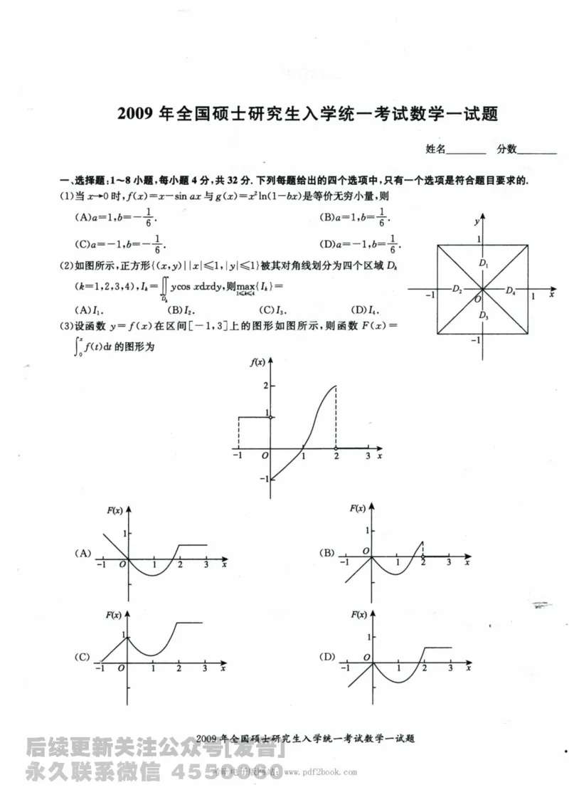 2024考研数学张宇真题大全试题分册数学一公众号：小乖考研免费分享_04.数学一历年真题_张老师版本数一