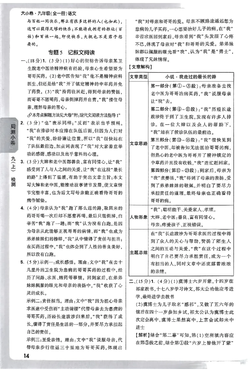 2026《万唯大小卷&bull;语文》9全参考答案_2026万唯系列预习复习_2026版初中《万唯大小卷》9年级全册（全科多版本）_2026《万唯大小卷&bull;语文》9全