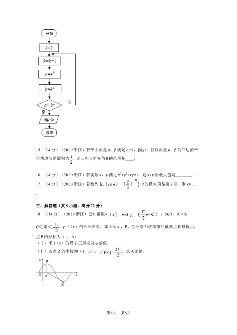 2011年高考数学试卷（文）（浙江）（空白卷）_1.高考2025全国各省真题+答案_01.2008-2024全国高考真题（按省份分类）_22.浙江_2008-2024&middot;（浙江）数学高考真题
