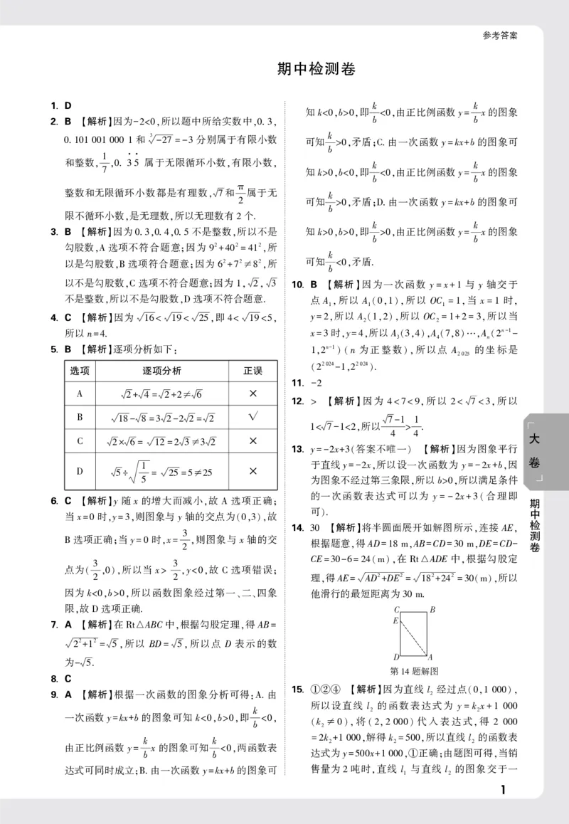 2026《万唯大小卷&bull;数学》8上大卷详解详析(BS)_2026万唯系列预习复习_2026版初中《万唯大小卷》8年级上册（全科多版本）_2026《万唯大小卷&bull;数学》8上(BS)