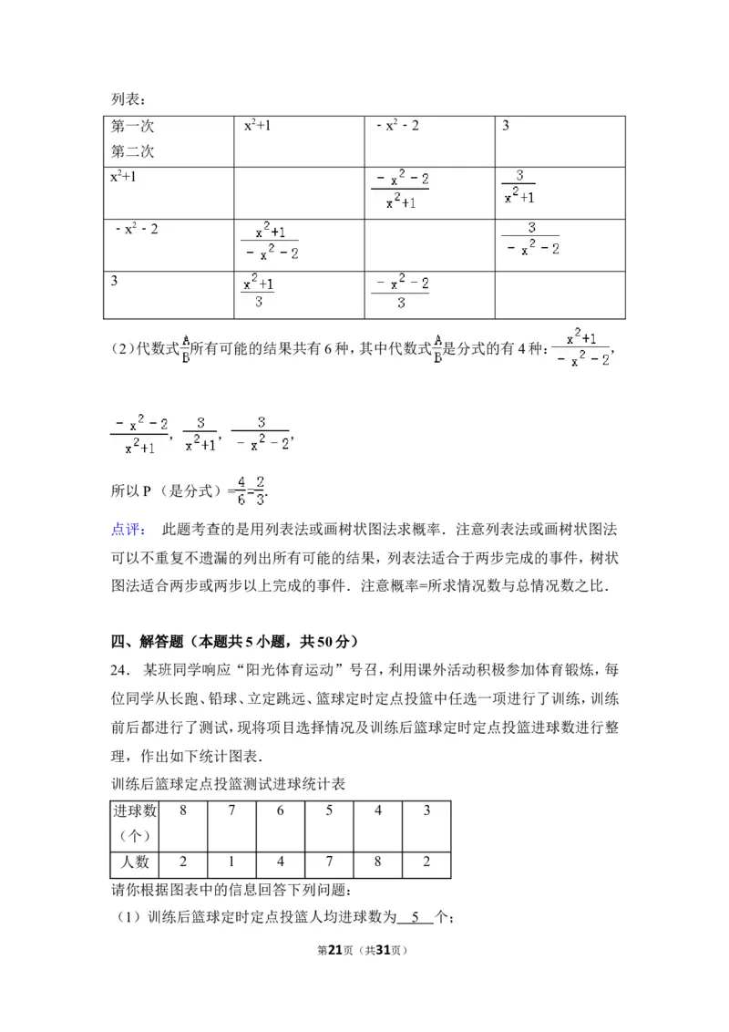 2015年甘肃省平凉市中考数学试卷（含解析版）_中考真题_2.数学中考真题2015-2024年_2015年全国中考数学180份