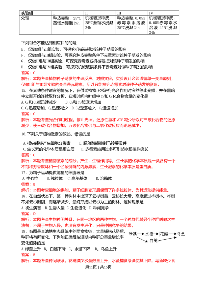 2009年高考生物试卷（海南）（解析卷）_1.高考2025全国各省真题+答案_01.2008-2024全国高考真题（按省份分类）_29.海南_2008-2024&middot;（海南）生物高考真题
