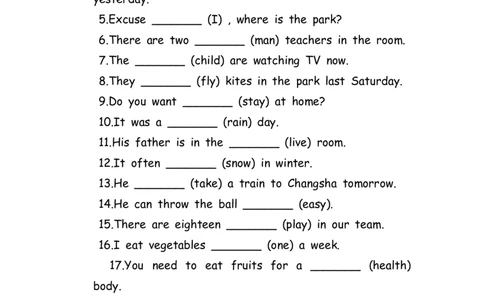 No.185适当形式填空100题①_初中英语语法_最全初中英语语法习题_No.185适当形式填空100题①