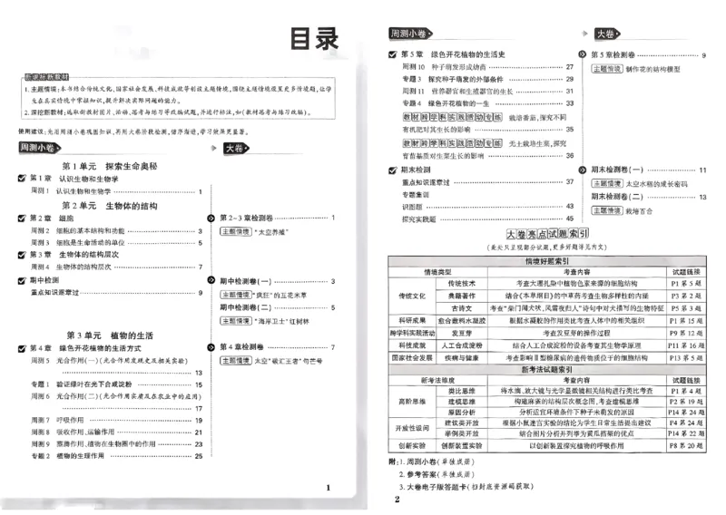 2026《万唯大小卷&bull;生物》7上大卷(BS)_2026万唯系列预习复习_2026版初中《万唯大小卷》7年级上册（全科多版本）_2026《万唯大小卷&bull;生物》7上(BS)
