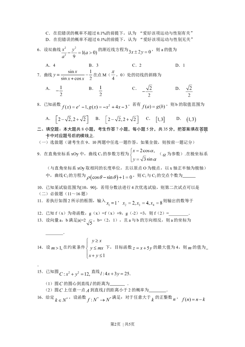 2011年高考数学试卷（文）（湖南）（空白卷）_1.高考2025全国各省真题+答案_01.2008-2024全国高考真题（按省份分类）_8.湖南_2008-2024&middot;（湖南）数学高考真题