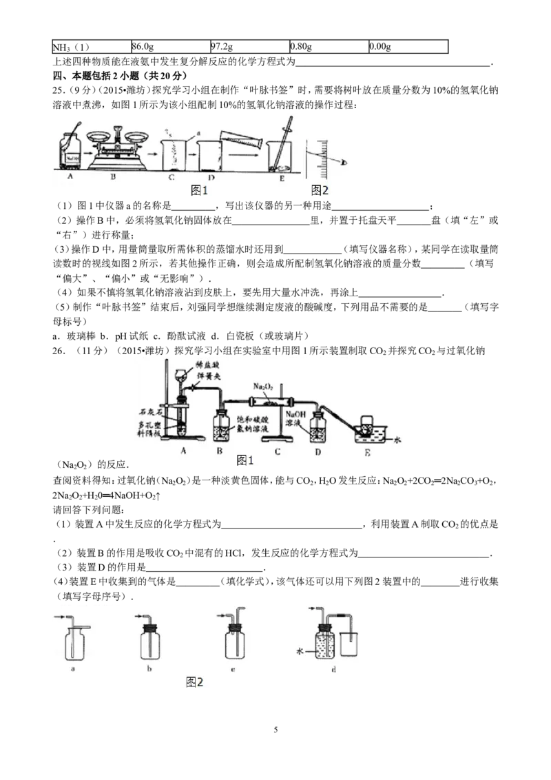 2015年潍坊市中考化学试卷及答案_中考真题_5.化学中考真题2015-2024年_地区卷_山东省_山东潍坊中考化学08-21