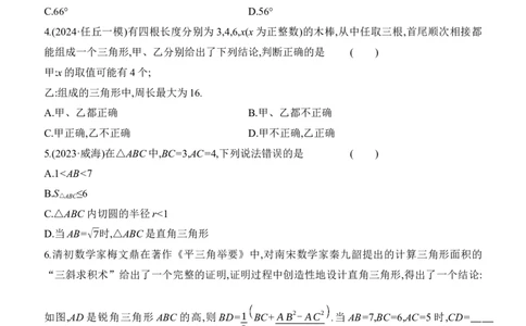 第18课时　三角形的基本性质2025年中考数学一轮专题复习强化练习（含答案）_2数学总复习_2025中考复习资料_2025年中考数学一轮专题复习强化练习（含答案）