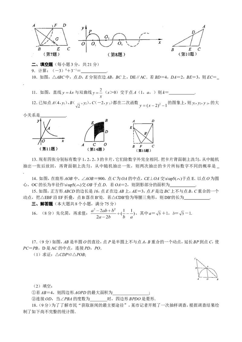2015年河南省中考数学试题及答案_中考真题_2.数学中考真题2015-2024年_地区卷_河南中考数学08-23（河南省统一试卷）